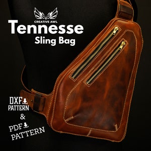 PDF & DXF Tennesse Sling Bag Pattern - Leather shoulder Bag pattern - Leather Pdf Template - Leather Pattern