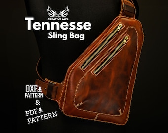 PDF & DXF Tennesse Sling Bag Pattern - Modèle de sac à bandoulière en cuir - Modèle Pdf en cuir - Modèle en cuir