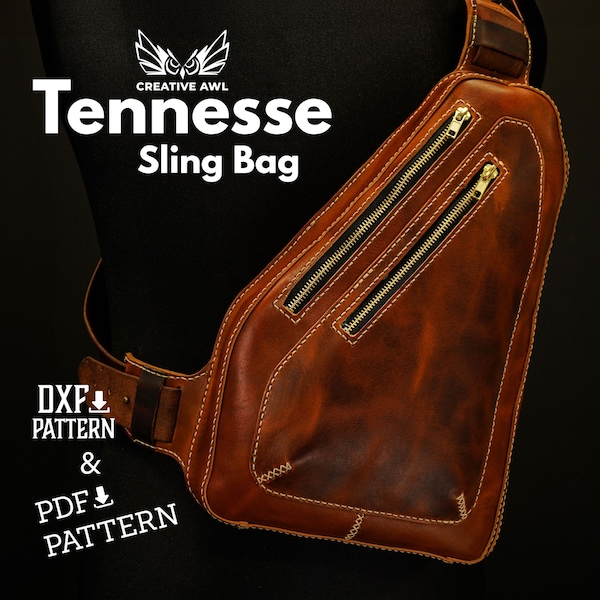 PDF & DXF Tennesse Sling Bag Pattern - Leather shoulder Bag pattern - Leather Pdf Template - Leather Pattern