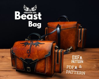 PDF & DXF Beast Briefcase Backpack  Pattern - Leather Bag pattern - Leather Pdf Template - Leather Pattern - Messenger Bag