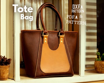 PDF & DXF Leather Tote Bag pattern  - Leather Bag Pattern -  Leather Pattern - Leather Template - Shoper Bag Pattern