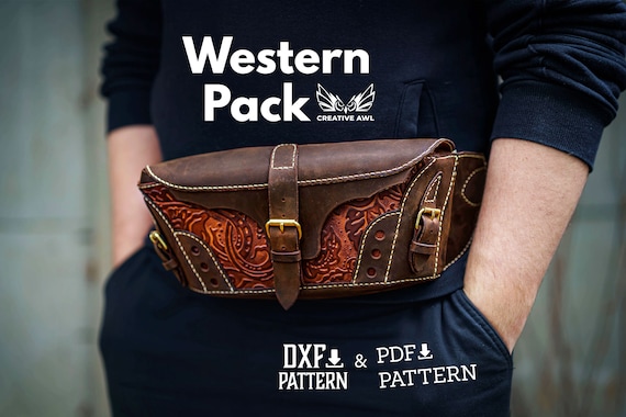 PDF & DXF Western Pack - Leather Pattern - Waist Bag Pattern - Leather Patterns - Leather Pdf Template