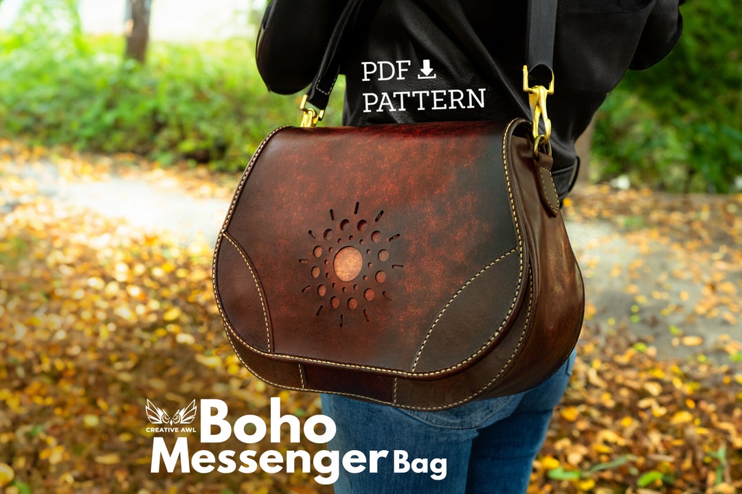 Boho Messenger Bag Pattern Leather Pattern Leather Bag Etsy Israel