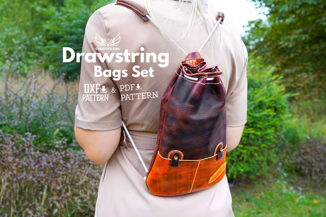 Threaders Drawstring Backpack Template Leather Drawstring Bag Backpack Pattern: PDF & DXF Template - Etsy