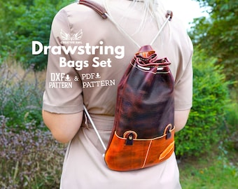 Leather Drawstring Bag Backpack Pattern: PDF & DXF Template