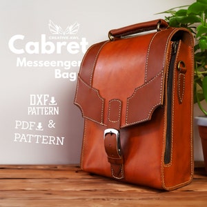 PDF & DXF Cabret Messenger Briefcase Bag Pattern - Leather Pattern - Leather bag pattern - Leather Template - PDF Pattern