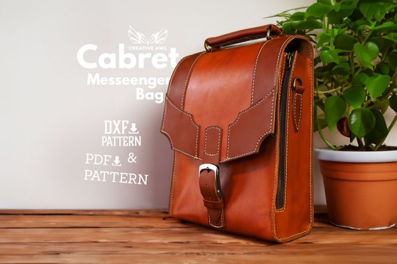 PDF & DXF Cabret Messenger Briefcase Bag Pattern - Leather Pattern - Leather bag pattern - Leather Template - PDF Pattern