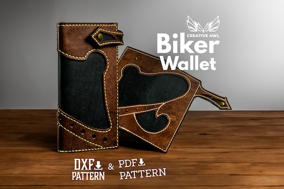 PDF & DXF Leather Biker Wallet Pattern, Leather Wallet pattern, Leather Long Wallet Pattern, Leather Pdf Template, 3 versions