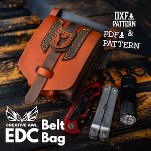 PDF & DXF Patrón de bolso EDC de cuero - Patrón de bolso de cadera - Patrón de cuero - Patrón de bolso de cinturón de bolsa - Plantilla PDF de cuero - Patrón de bolso