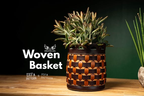 PDF & DXF Wooven Basket - Leather Patterns - Leather Template - Leather PDF Pattern