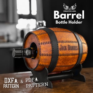 PDF & DXF Leather Barrel Bottle Holder Pattern - Leather Box - Leather Barrel Template - PDF Pattern