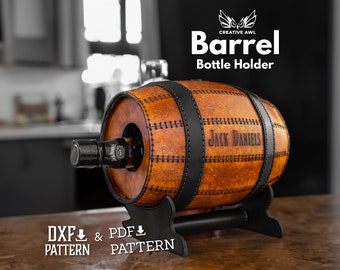 PDF & DXF Leather Barrel Bottle Holder Pattern - Leather Box - Leather Barrel Template - PDF Pattern