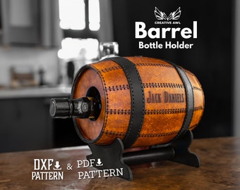 PDF & DXF Leder Barrel Flaschenhalter Muster - Leder Box - Leder Barrel Vorlage - PDF Pattern