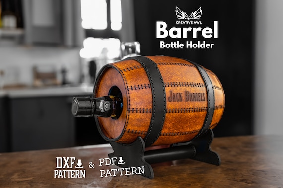 PDF & DXF Leather Barrel Bottle Holder Pattern - Leather Box - Leather Barrel Template - PDF Pattern