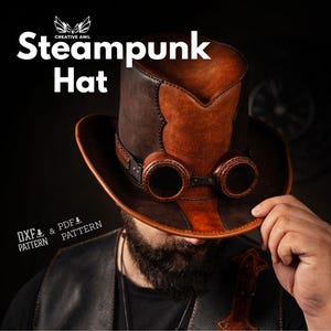 PDF & DXF Steampunk Hat pattern - Leather Patterns - Leather Template - Leather PDF Pattern