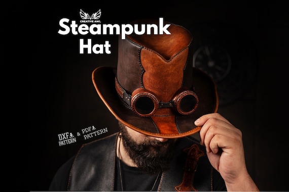 PDF & DXF Steampunk Hat pattern - Leather Patterns - Leather Template - Leather PDF Pattern