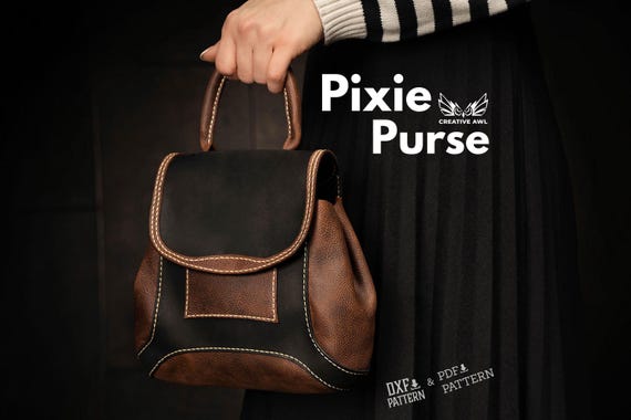 PDF & DXF Leather Pixie Purse Bag pattern - Leather Bag Pattern - Leather Template - Leather PDF Pattern - Leather Bag Template