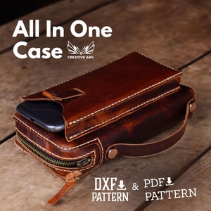 PDF & DXF All-in-one Case - Leather Pattern - Pouch Belt Bag Pattern - Leather Patterns - Leather Pdf Template