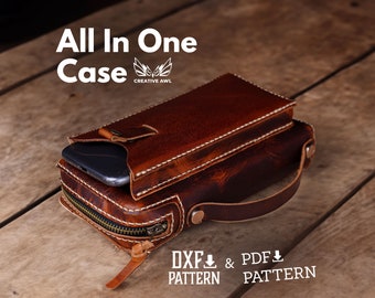 PDF & DXF All-in-one Case - Leather Pattern - Pouch Belt Bag Pattern - Leather Patterns - Leather Pdf Template