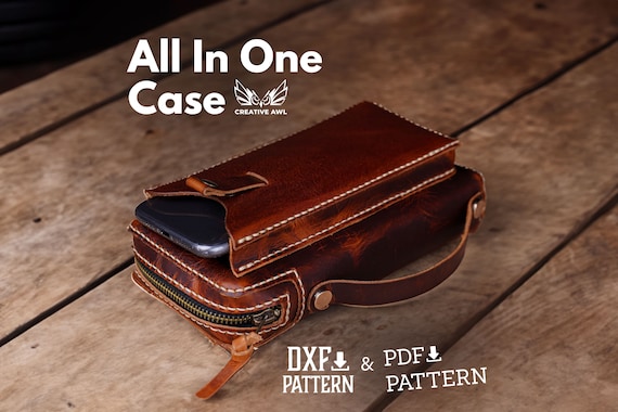 PDF & DXF All-in-one Case - Leather Pattern - Pouch Belt Bag Pattern - Leather Patterns - Leather Pdf Template