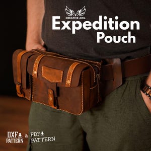 Patrón de cuero para bolso de cinturón de expedición en formato PDF y DXF - Patrón de bolso de cinturón tipo sobre - Patrones de cuero - Plantilla PDF de cuero