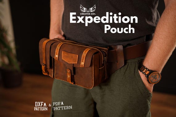 PDF & DXF Expedition Belt Bag - Leather Pattern - Pouch Belt Bag Pattern - Leather Patterns - Leather Pdf Template