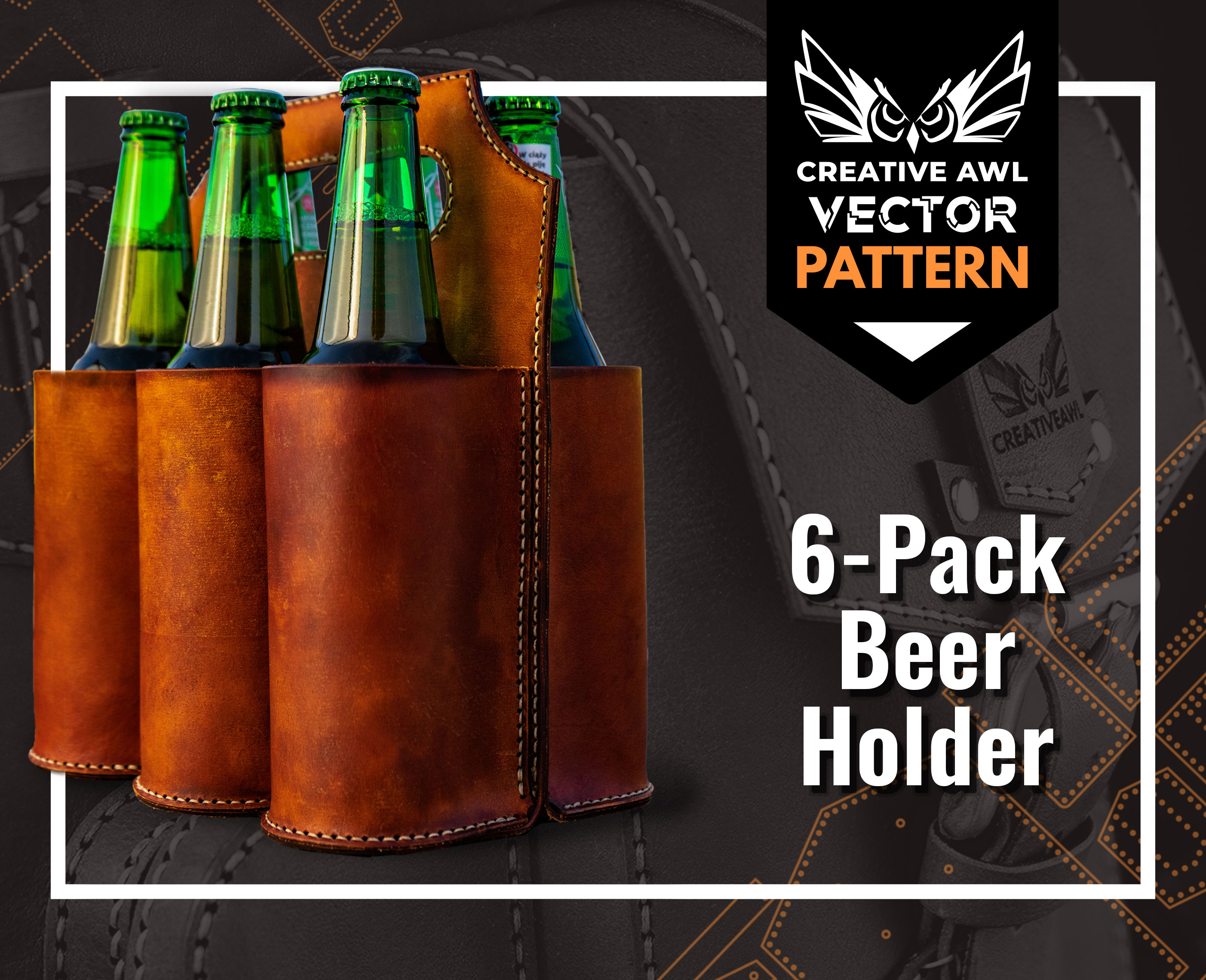 Creative awl выкройки скачать бесплатно Laser PDF Leather Beer Bottle Holder Pattern Leather Etsy