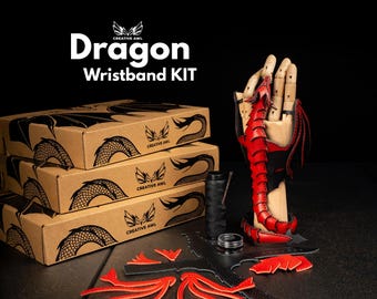 Kit fai da te per braccialetti drago - Pelle naturale italiana - Vacchetta - Set creativo