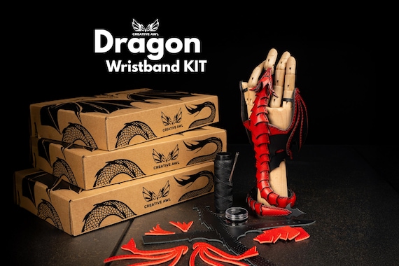 Dragon Wristband DIY Kit - Natural Italian Leather- Vachetta- Creative Set