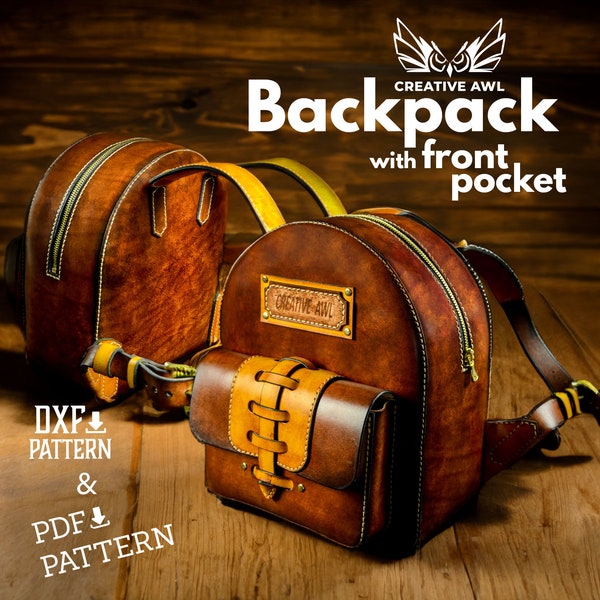PDF & DXF Leather Backpack Pattern - Leather Bag pattern - Leather Pattern - Leather Patterns - Leather Template - PDF Pattern