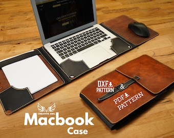 PDF & DXF Macbook Laptop Case Pattern - Leather Laptop 11"-13"-15" case Pattern - Leather bag pattern - Leather Template - PDF Pattern