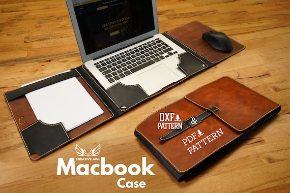 PDF & DXF Macbook Laptop Case Pattern - Leather Laptop 11"-13"-15" case Pattern - Leather bag pattern - Leather Template - PDF Pattern