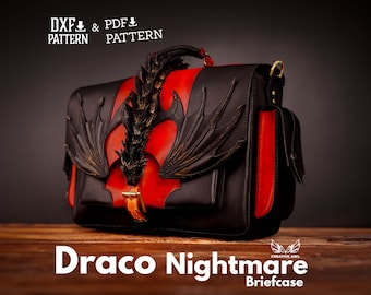 PDF & DXF Leather Draco Nightmare Briefcase - Dragon  Bag PDF Pattern