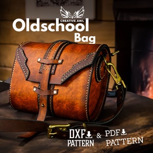 PDF & DXF Leather Oldschool Bag Pattern - Leather shoulder Bag pattern - Leather Pdf Template - Messenger Bag - Leather Patterns