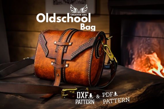 PDF & DXF Leather Oldschool Bag Pattern - Leather shoulder Bag pattern - Leather Pdf Template - Messenger Bag - Leather Patterns