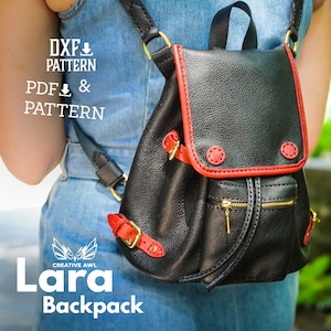 PDF & DXF Leather Lara Backpack Pattern - Leather Backpack Template - Leather Bag pattern - Leather Pattern - Pattern pdf