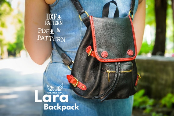 PDF & DXF Leather Lara Backpack Pattern - Leather Backpack Template - Leather Bag pattern - Leather Pattern - Pattern pdf