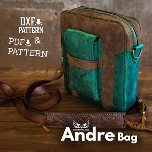 PDF & DXF Leather Andre Bag Pattern - Leather Messenger Bag pattern - Leather Template - Leather PDF Pattern - Laptop Bag Pattern