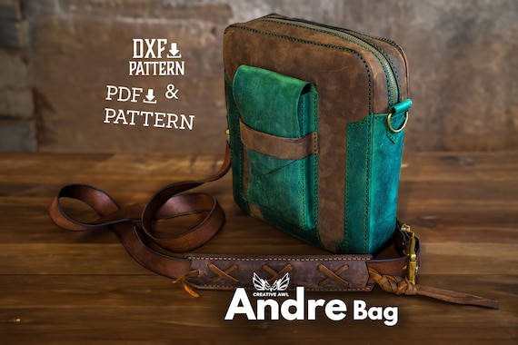 PDF & DXF Leather Andre Bag Pattern - Leather Messenger Bag pattern - Leather Template - Leather PDF Pattern - Laptop Bag Pattern