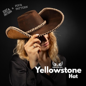 PDF & DXF Leather Cowboy Hat Pattern - Leather Cap pattern - Leather Pattern - Hat Template - Leather Patterns - Leather Pdf Template