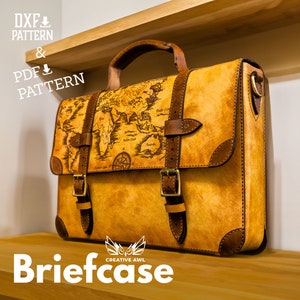 Patron PDF et DXF de sacoche en cuir pour ordinateur portable - Patron de sac cartable en cuir - Patron PDF en cuir - Patrons en cuir - Gabarit en cuir