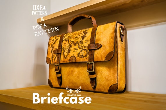 PDF & DXF Leather Laptop Bag Pattern - Leather Briefcase Bag pattern - Leather PDF Pattern - Leather Patterns - Leather Template