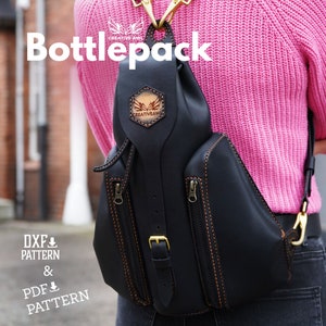 PDF & DXF Leather Bottlepack Pattern - Leather Backpack Template - Leather Bag pattern - Leather Pattern - Pattern pdf