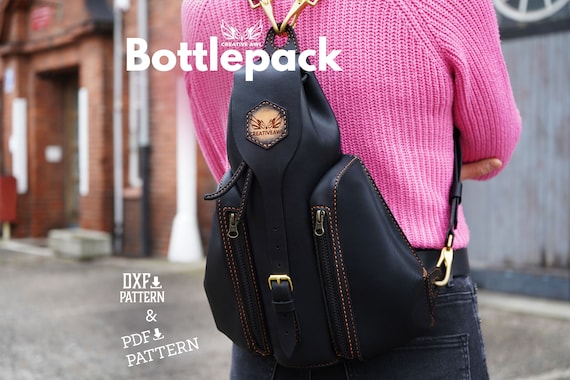 PDF & DXF Leather Bottlepack Pattern - Leather Backpack Template - Leather Bag pattern - Leather Pattern - Pattern pdf