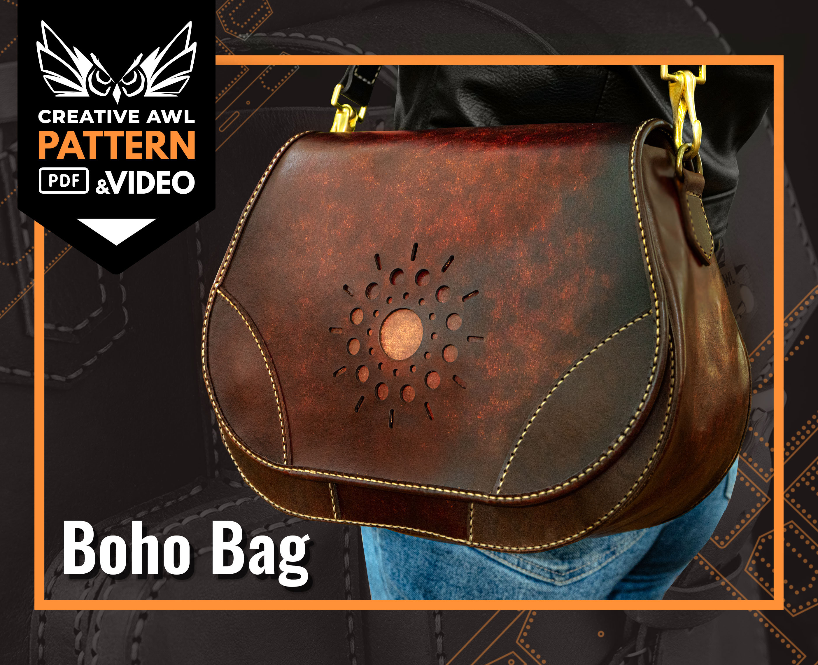 Boho Messenger Bag Pattern Leather Pattern Leather Bag Etsy