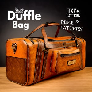 PDF & DXF Leather Duffle Bag pattern - Leather Bag Pattern - Leather Template - Leather PDF Pattern - Weekender Bag Pattern