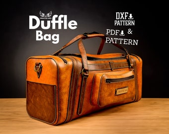 PDF & DXF Leather Duffle Bag pattern - Leather Bag Pattern - Leather Template - Leather PDF Pattern - Weekender Bag Pattern