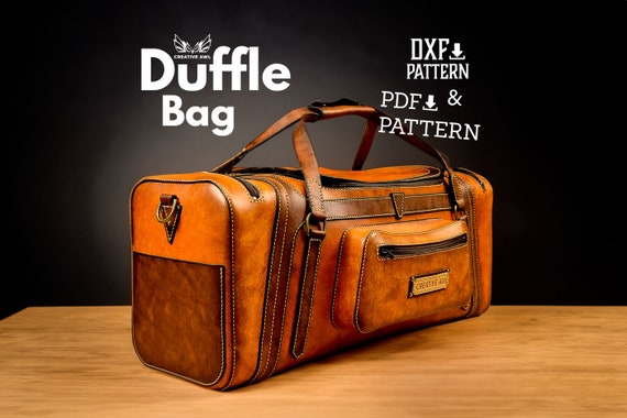 PDF & DXF Leather Duffle Bag pattern - Leather Bag Pattern - Leather Template - Leather PDF Pattern - Weekender Bag Pattern
