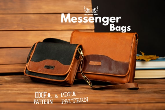 PDF & DXF Leather Bag Pattern - Leather Messenger Bag pattern - Leather Template - Leather PDF Pattern - Laptop Bag Pattern