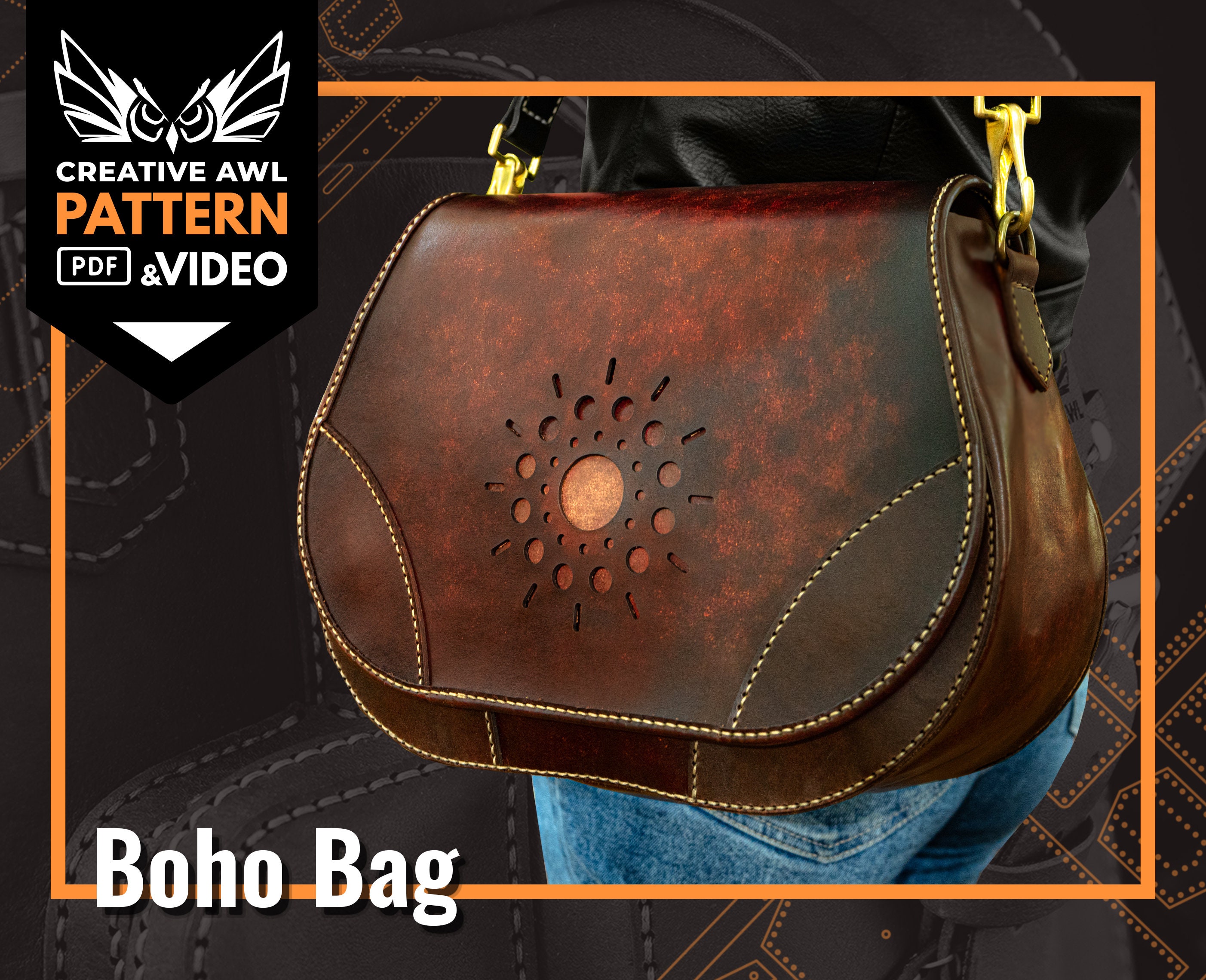 Boho Messenger Bag Pattern Leather Pattern Leather Bag Etsy